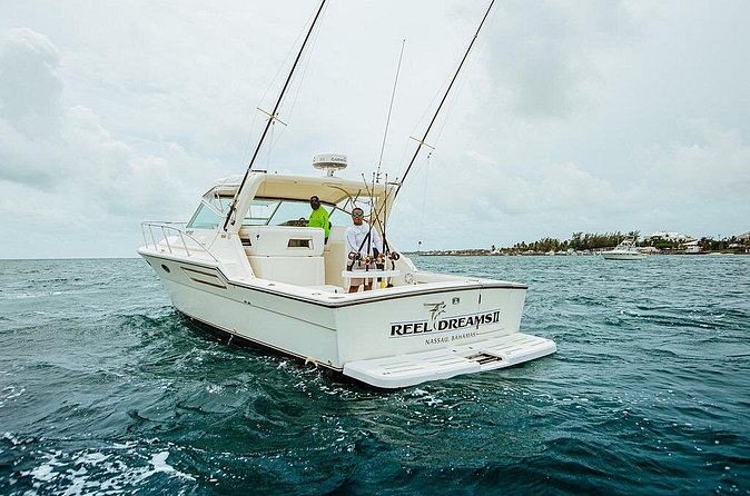 8 hours 38ft Reel Dreams Private Charter Nassau - Snorkeling, swimming, and possible island stops