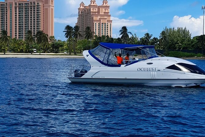 Bahamas on a Semi Submersive Glass Bottom Boat - The UFO-like boat at Paradise Island Ferry Terminal